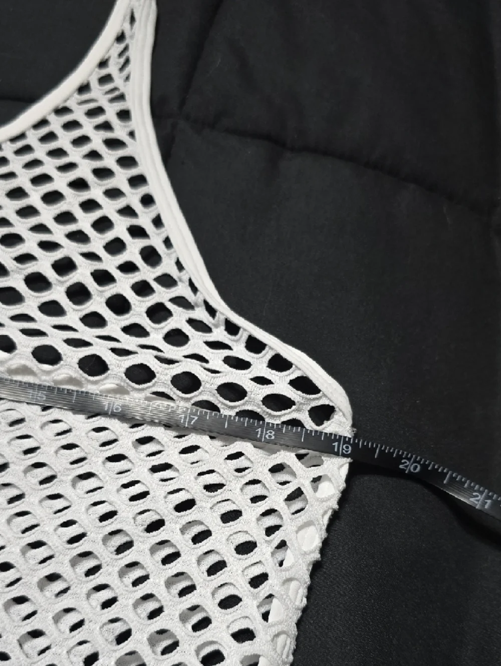 White Fishnet Racerback Tank, LG - Picture 4 of 5